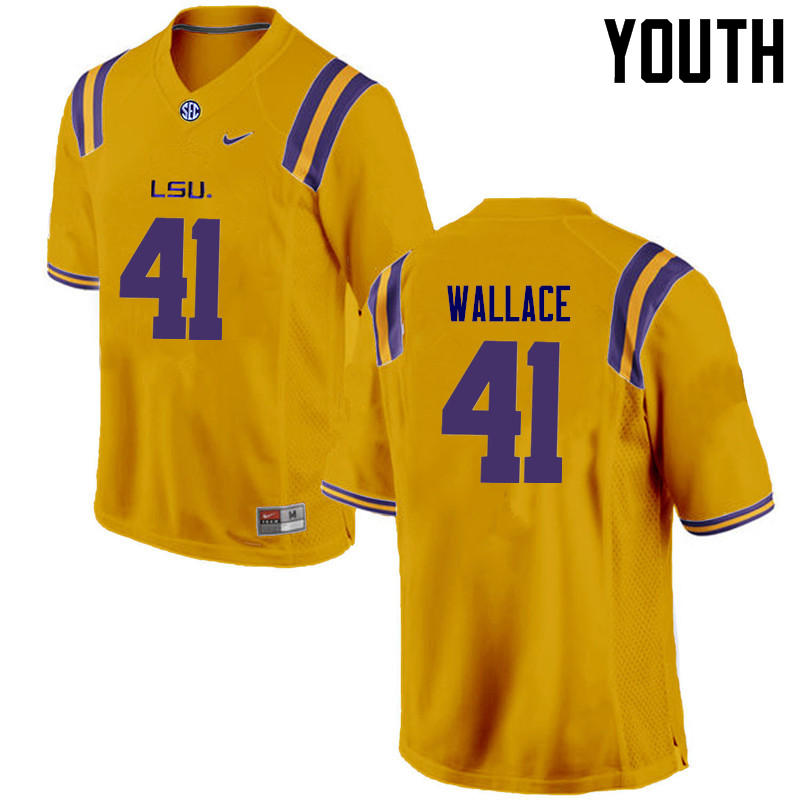 Youth LSU Tigers #41 Abraham Wallace College Football Jerseys Game-Gold - Click Image to Close